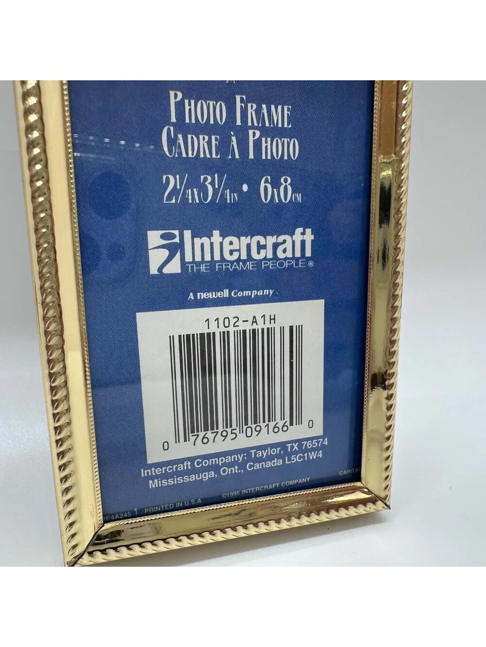 Vintage 1995 Intercraft Gold Tone Mini Photo Frame 2.25x3.25 1102-A1H New